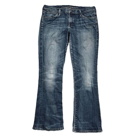 COH Citizens of Humanity Bootcut Jeans 31 Blue Hemmed Low Waist Denim Womens - Picture 1 of 12